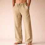Logan - Men's Linen Lounge Drawstring Wide Leg Pants