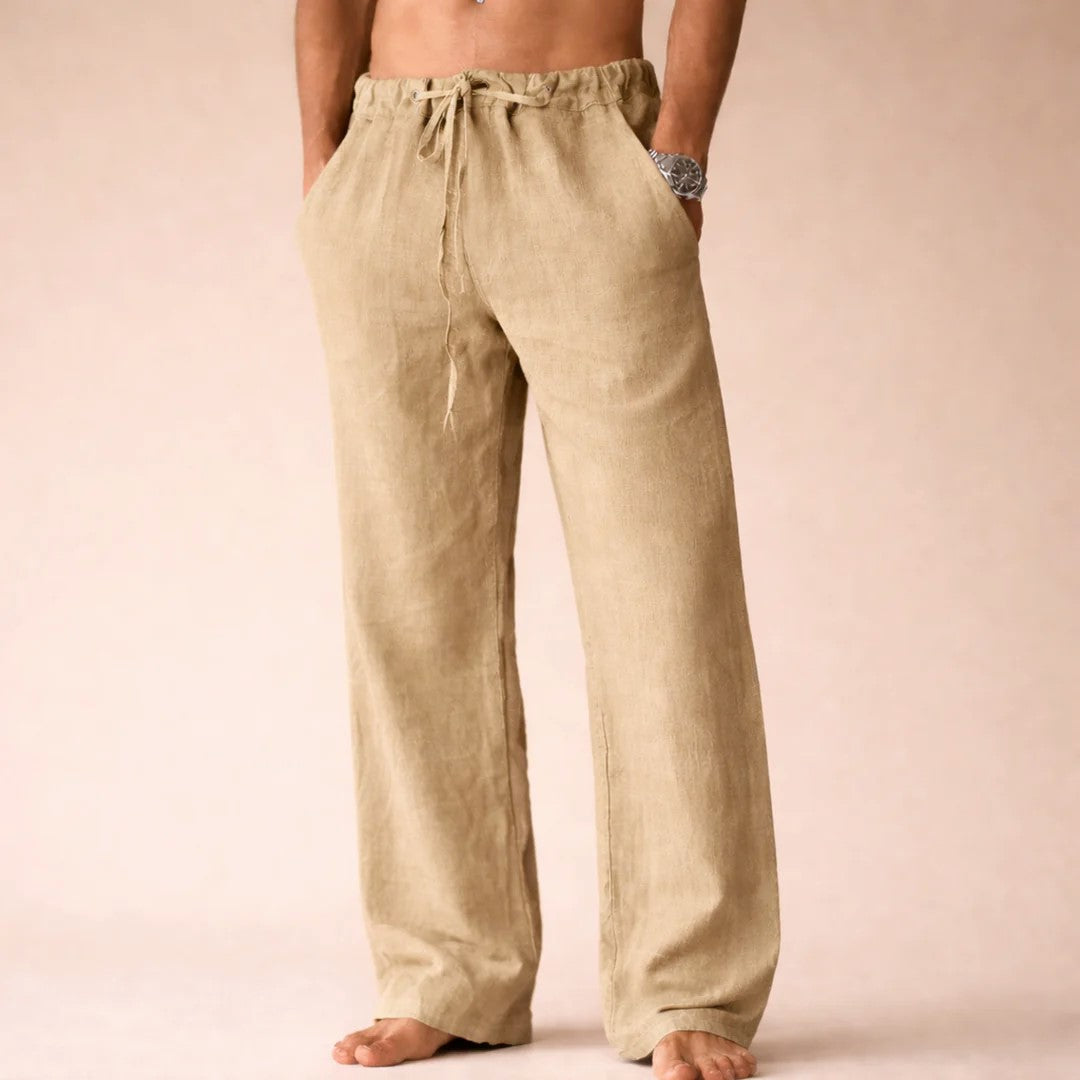 Logan - Men's Linen Lounge Drawstring Wide Leg Pants