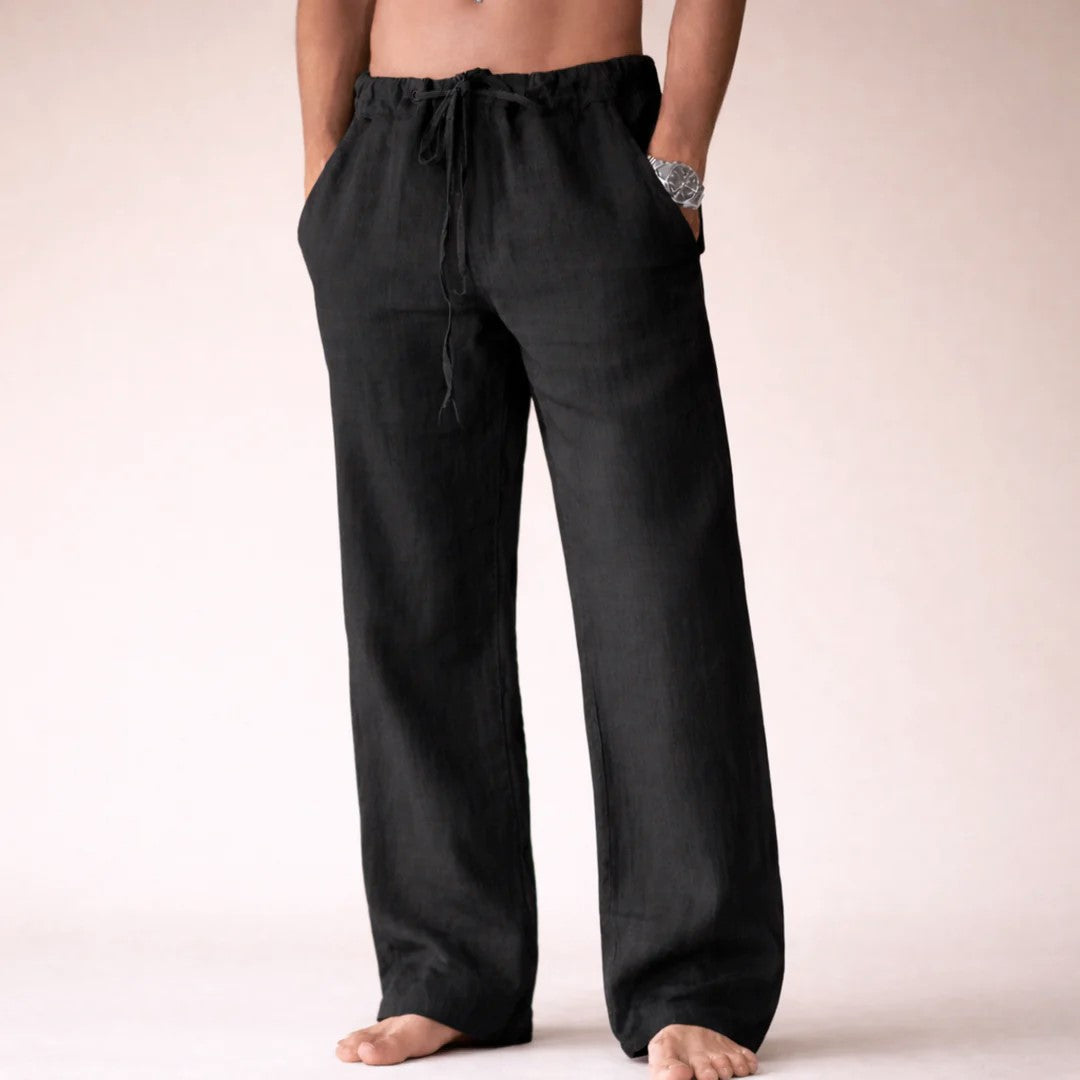 Logan - Men's Linen Lounge Drawstring Wide Leg Pants