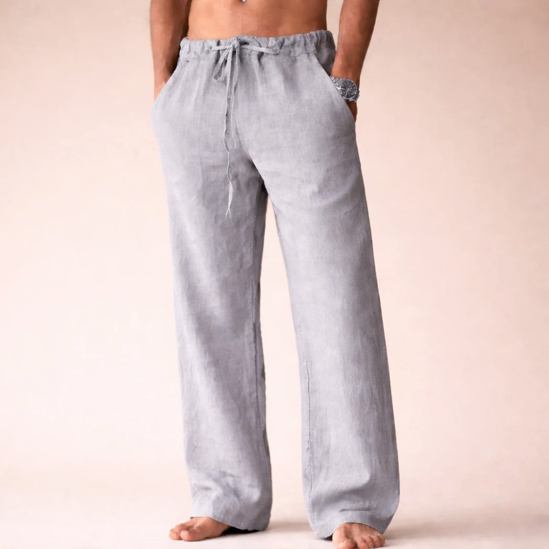 Logan - Men's Linen Lounge Drawstring Wide Leg Pants