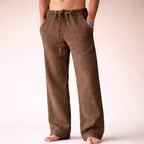 Logan - Men's Linen Lounge Drawstring Wide Leg Pants