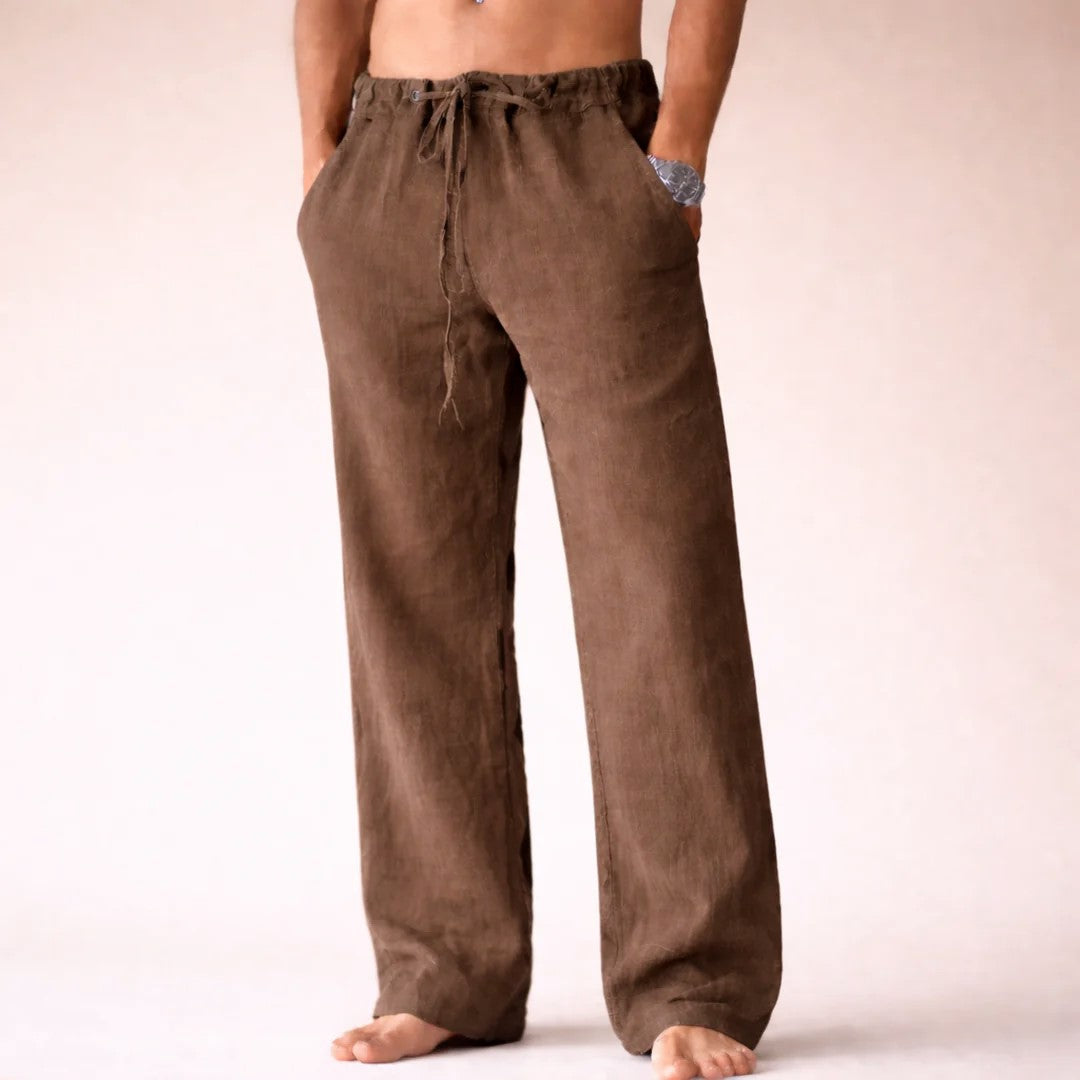 Logan - Men's Linen Lounge Drawstring Wide Leg Pants