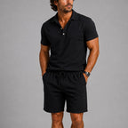 Logan - Men's Polo and Drawstring Shorts Lounge Set