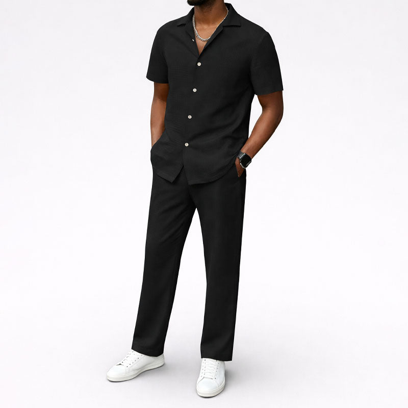 Logan - Men's Short-Sleeve Button-Down Pants Set