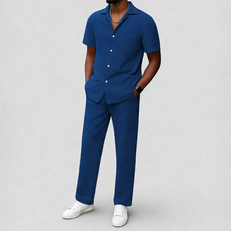 Logan - Men's Short-Sleeve Button-Down Pants Set