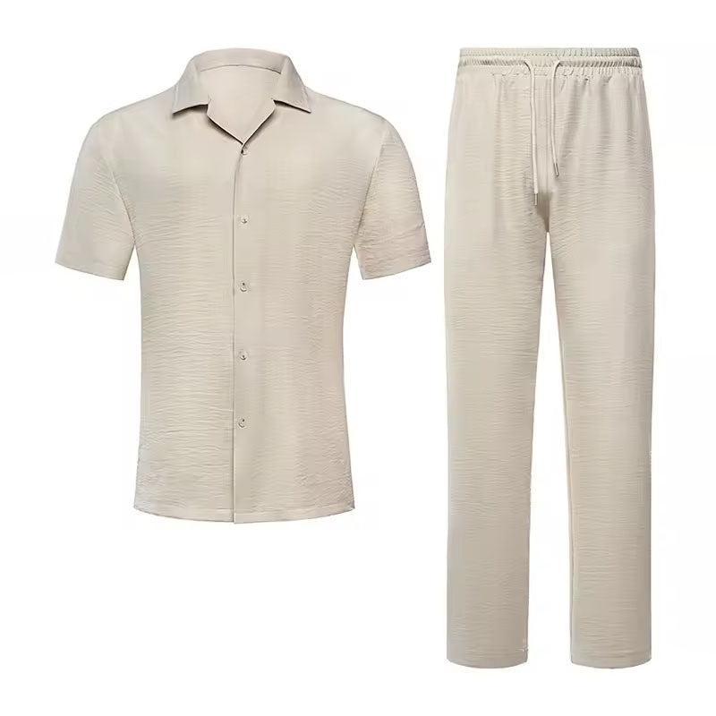 Logan - Men's Short-Sleeve Button-Down Pants Set