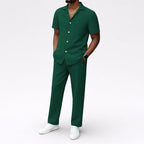 Logan - Men's Short-Sleeve Button-Down Pants Set