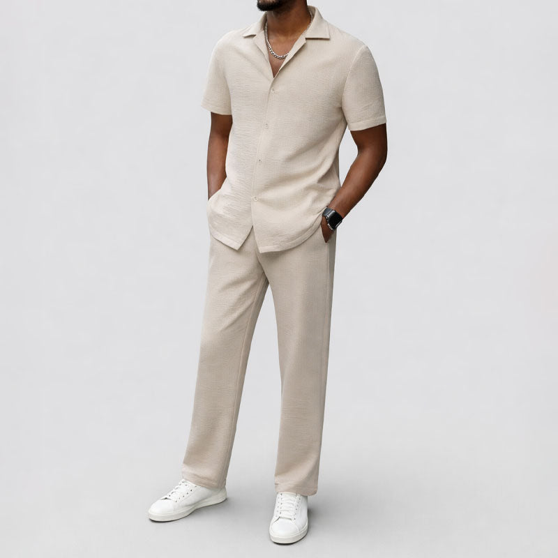 Logan - Men's Short-Sleeve Button-Down Pants Set