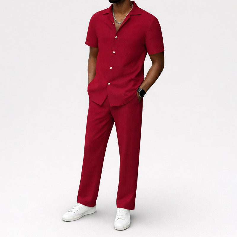 Logan - Men's Short-Sleeve Button-Down Pants Set