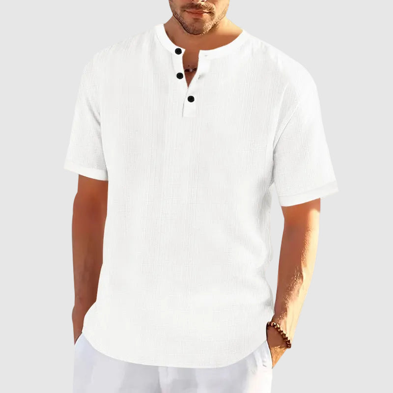 Logan - Men's Short Sleeve Button Henley Casual Shirt