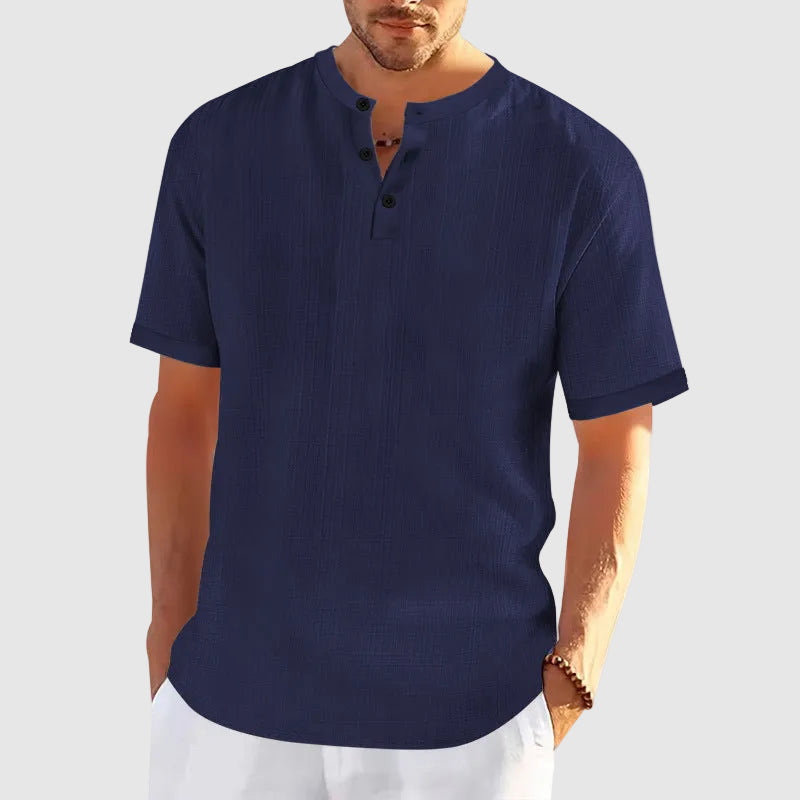 Logan - Men's Short Sleeve Button Henley Casual Shirt