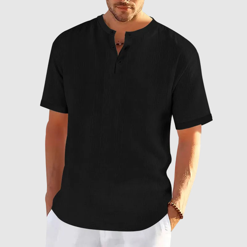 Logan - Men's Short Sleeve Button Henley Casual Shirt
