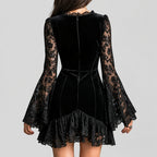 Lhoraine - Women's Bell Sleeve Ruffle Hem Dress