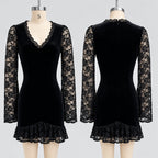 Lhoraine - Women's Bell Sleeve Ruffle Hem Dress
