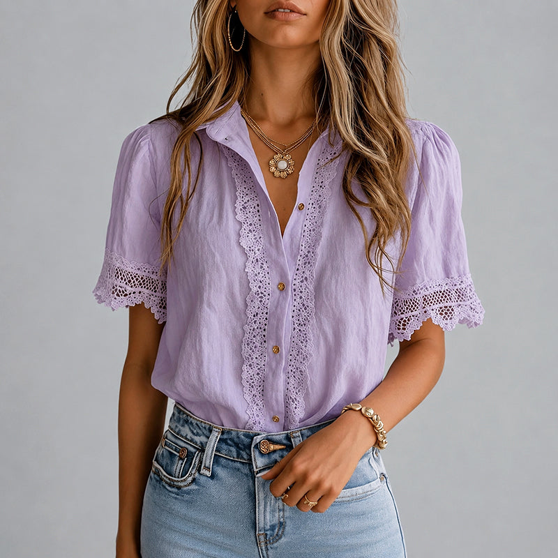 Loretta - Women’s Boho Vintage Crochet Blouse