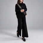 Lottie - Women's Mock Neck Sweater and Wide Leg Pants Knit Set