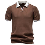 Louis - Men's Contrast Trim Ribbed Polo Shirt