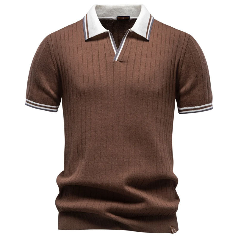 Louis - Men's Contrast Trim Ribbed Polo Shirt
