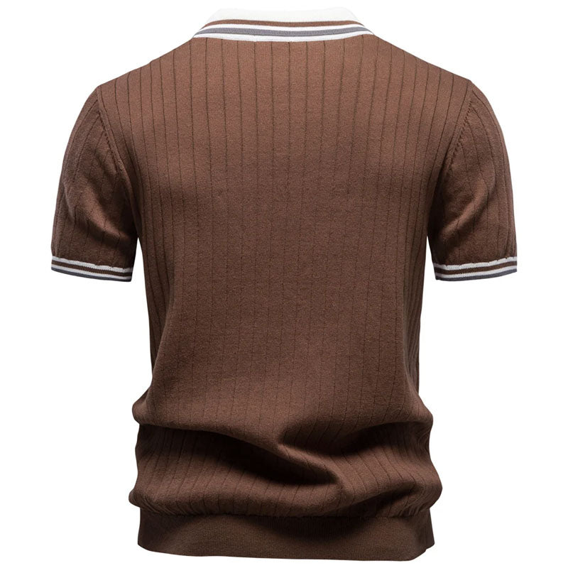 Louis - Men's Contrast Trim Ribbed Polo Shirt