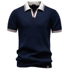 Louis - Men's Contrast Trim Ribbed Polo Shirt