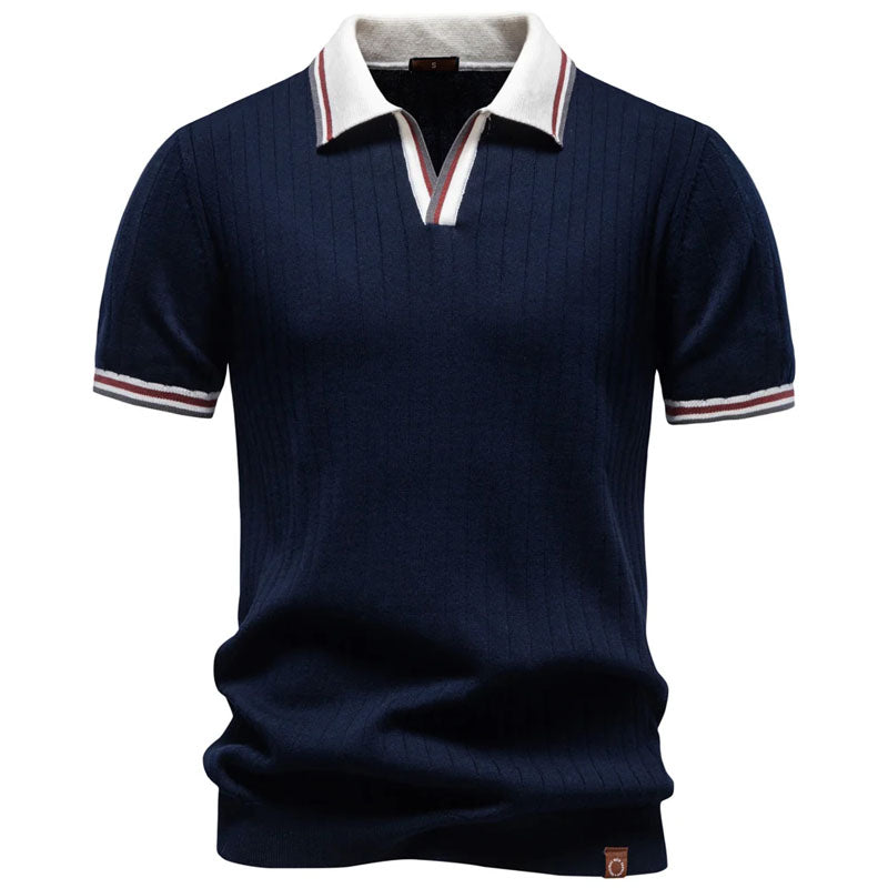 Louis - Men's Contrast Trim Ribbed Polo Shirt