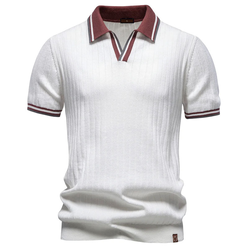 Louis - Men's Contrast Trim Ribbed Polo Shirt