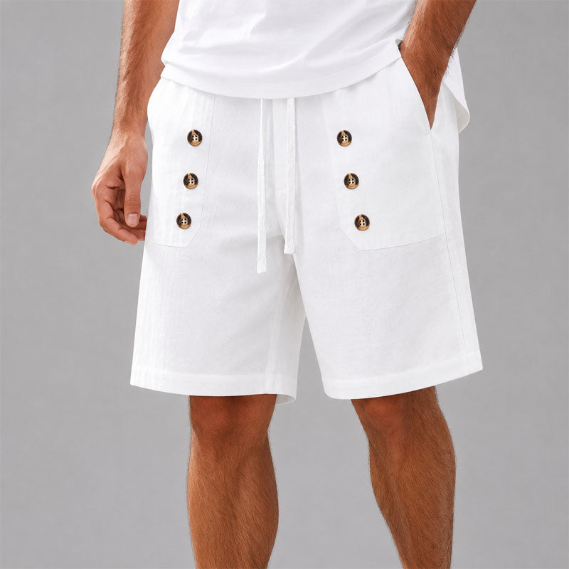 Lucas - Men's Button Detail Drawstring Shorts