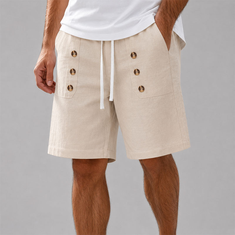 Lucas - Men's Button Detail Drawstring Shorts