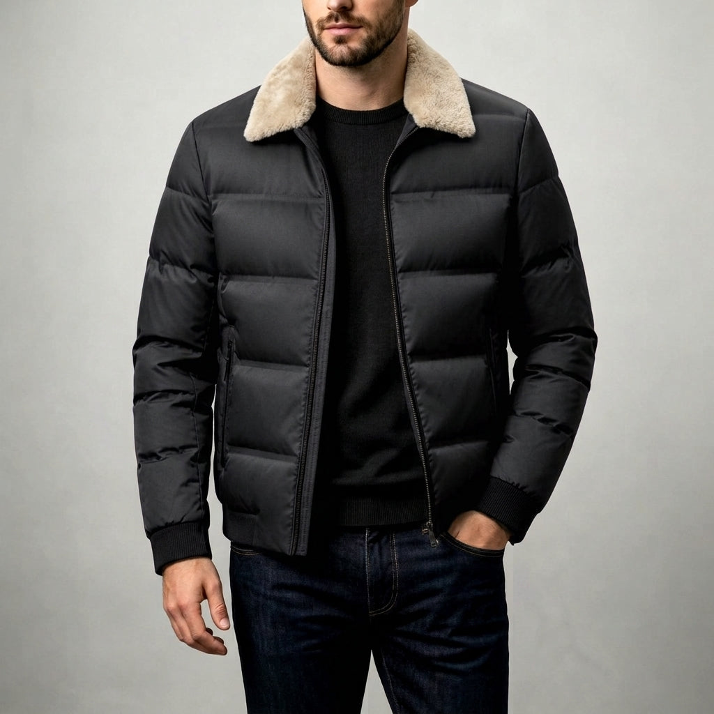 Lucas - Men’s Quilted Fleece Collar Puffer Jacket
