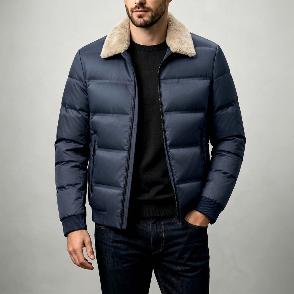 Lucas - Men’s Quilted Fleece Collar Puffer Jacket