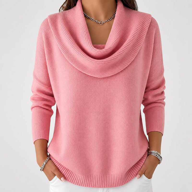 Lucinda - Women's Cowl Neck Ribbed Sweater