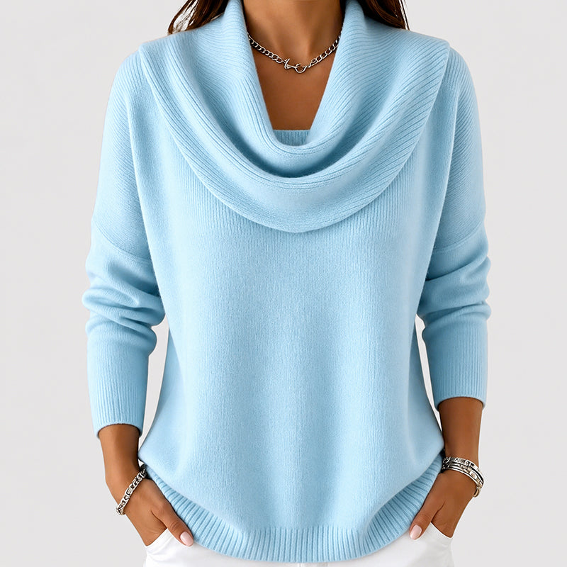 Lucinda - Women's Cowl Neck Ribbed Sweater