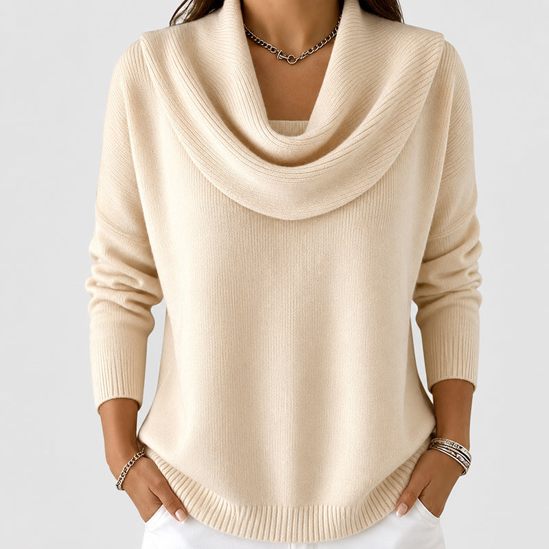 Lucinda - Women's Cowl Neck Ribbed Sweater