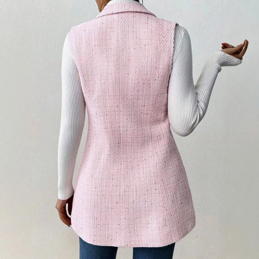 Madeline - Women's Tailored Double-Breasted Longline Blazer Vest 4