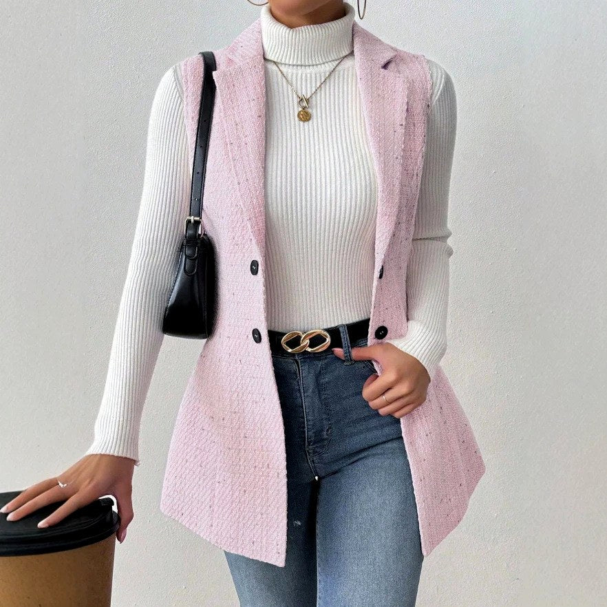Madeline - Women's Tailored Double-Breasted Longline Blazer Vest 5