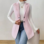 Madeline - Women's Tailored Double-Breasted Longline Blazer Vest 6