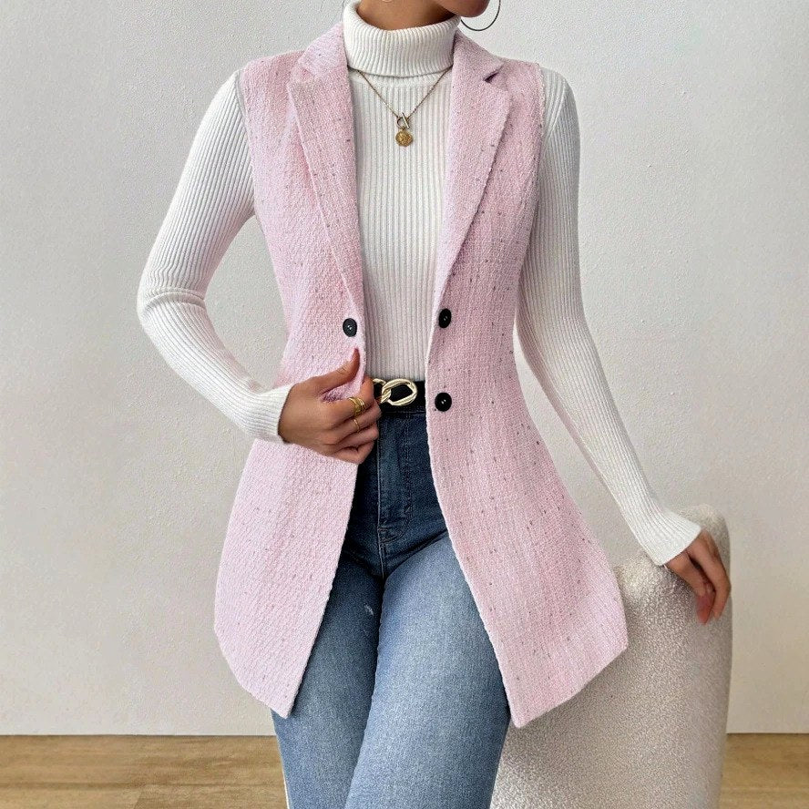 Madeline - Women's Tailored Double-Breasted Longline Blazer Vest 6