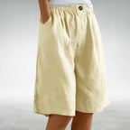 Madison - Women's Linen Wide Leg Bermuda Shorts