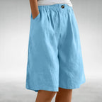Madison - Women's Linen Wide Leg Bermuda Shorts