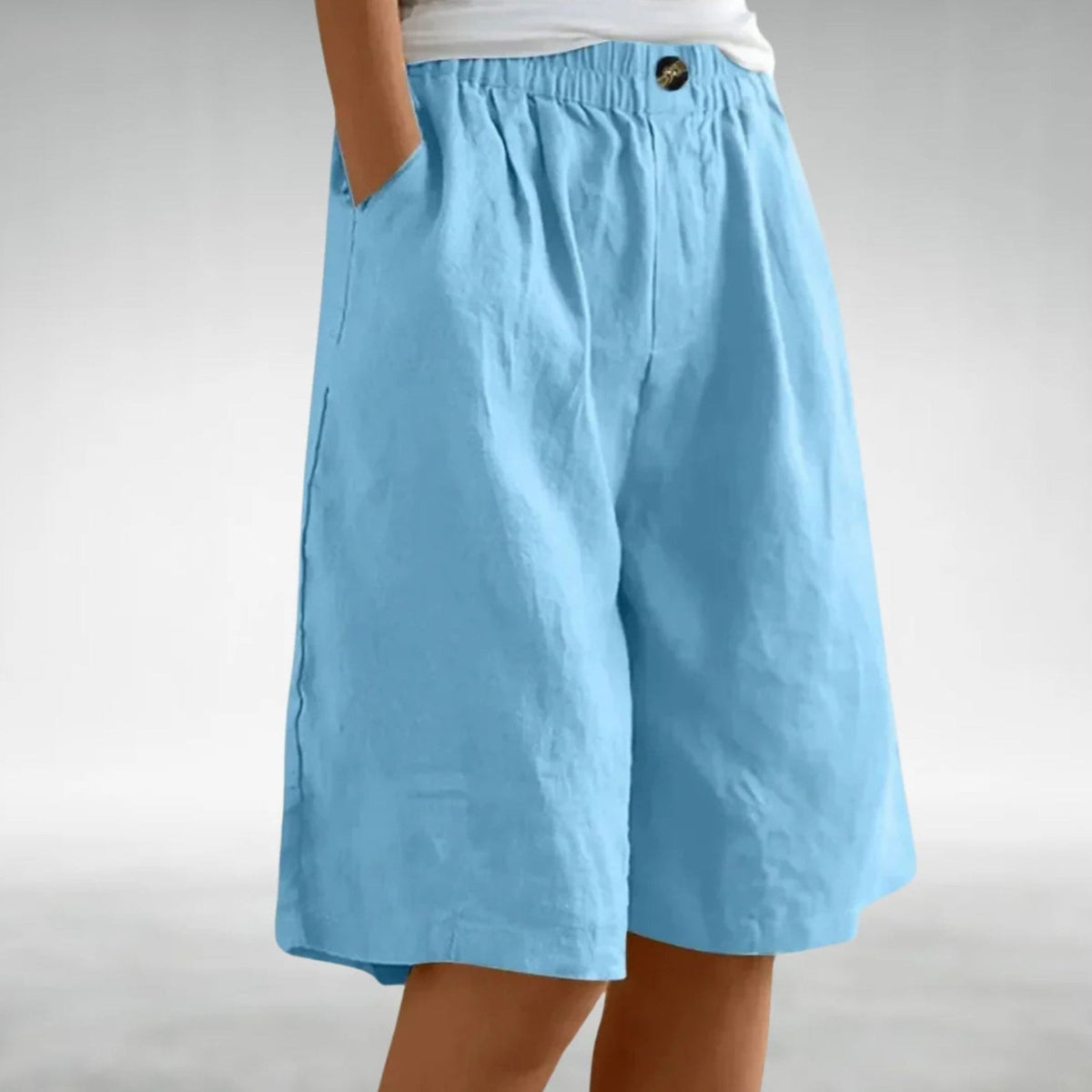 Madison - Women's Linen Wide Leg Bermuda Shorts