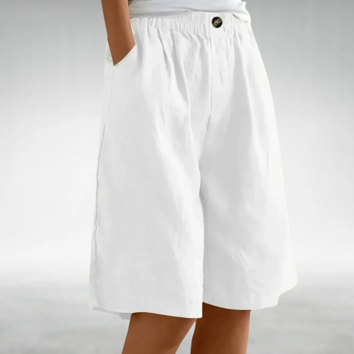Madison - Women's Linen Wide Leg Bermuda Shorts