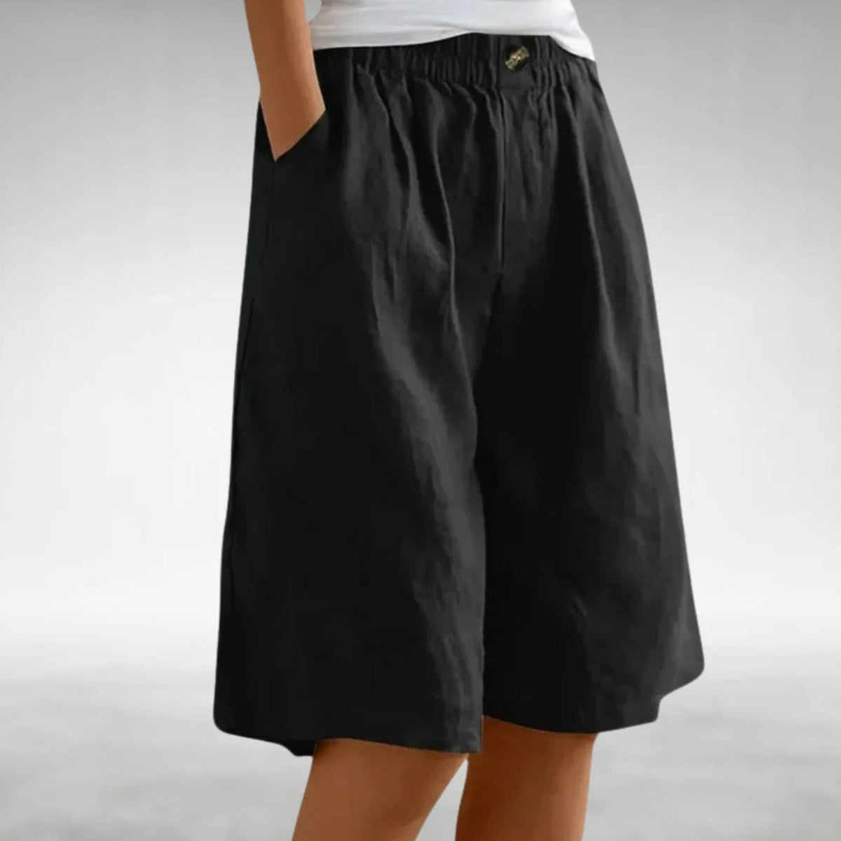 Madison - Women's Linen Wide Leg Bermuda Shorts