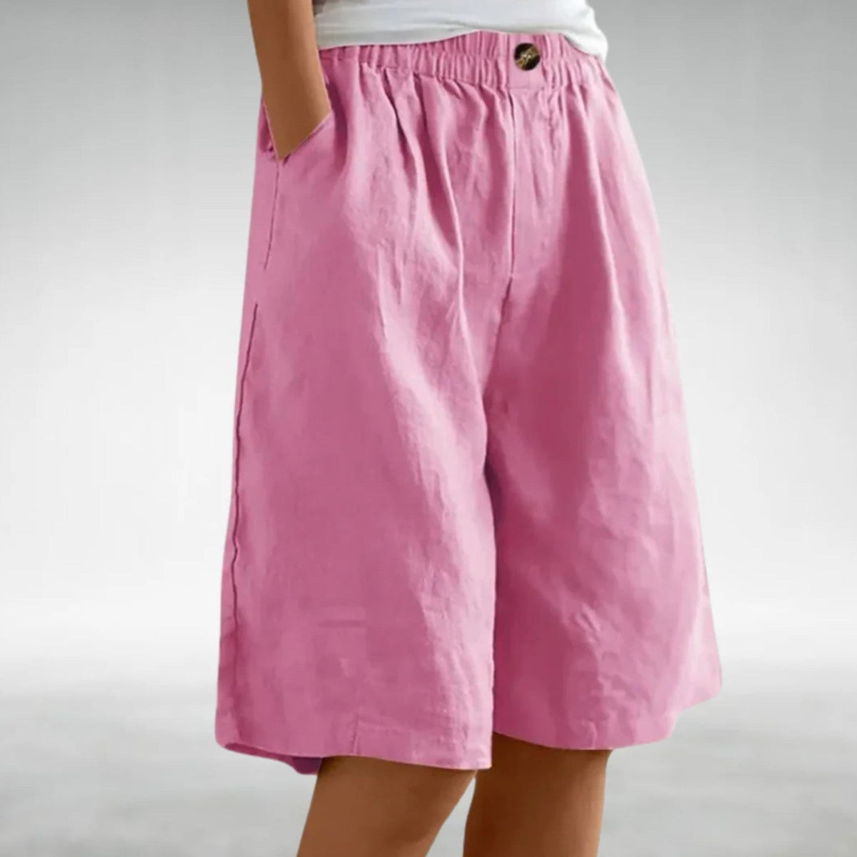 Madison - Women's Linen Wide Leg Bermuda Shorts