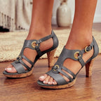 Makayla - Women’s Cutout Strap Cork Heeled Sandals