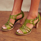 Makayla - Women’s Cutout Strap Cork Heeled Sandals