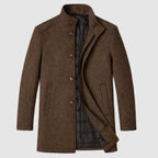 Malachi - Men's Button-Front Wool Overcoat with Structured Collar