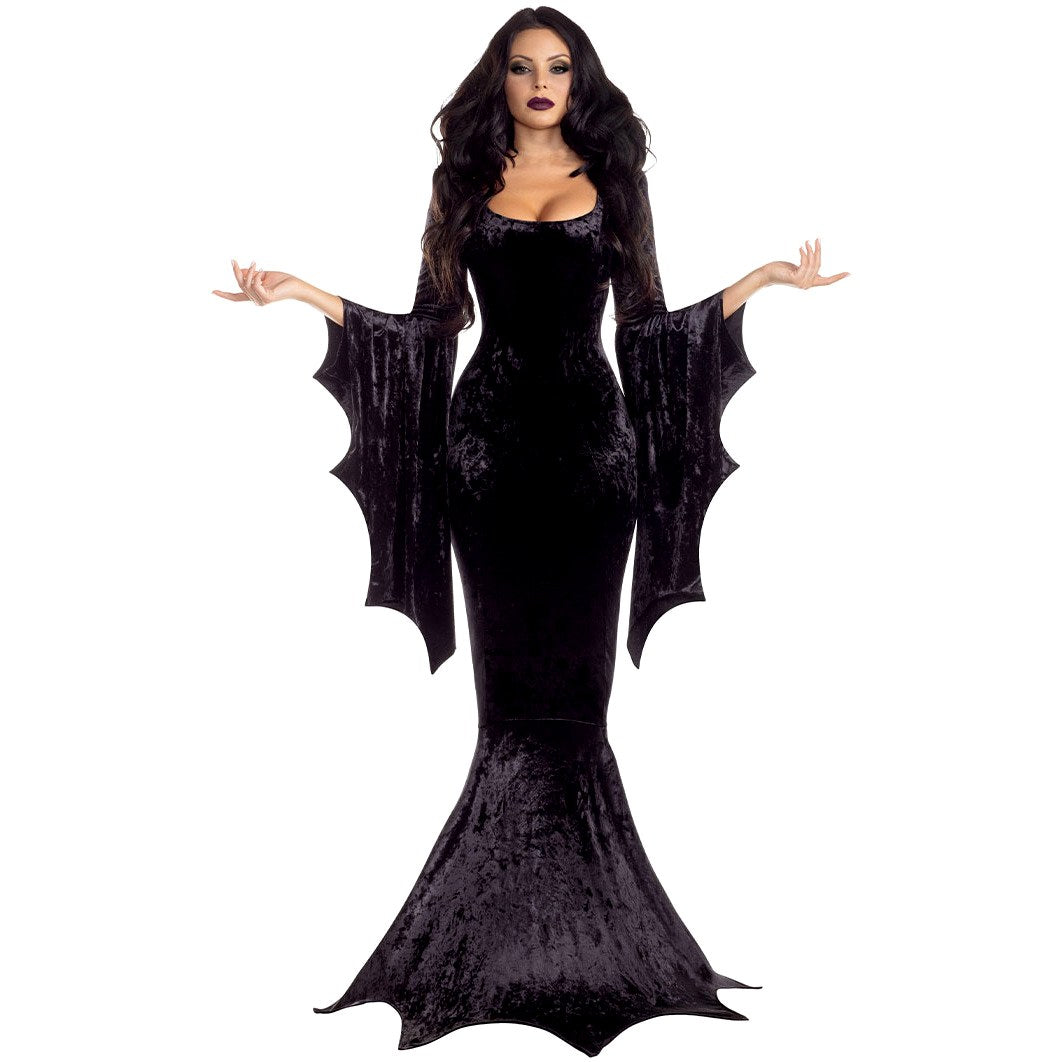 Malia - Women's Bat Wing Sleeve Velvet Halloween Costume Dress