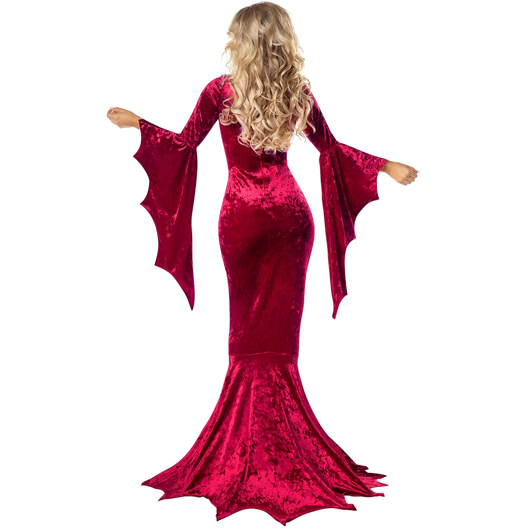 Malia - Women's Bat Wing Sleeve Velvet Halloween Costume Dress