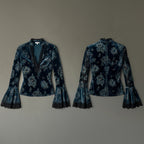 Malia - Women's Vintage Floral Velvet V-Neck Lace Blouse