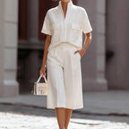Mallory - Women's Two-Piece Pocket Top & Culotte Pants Set